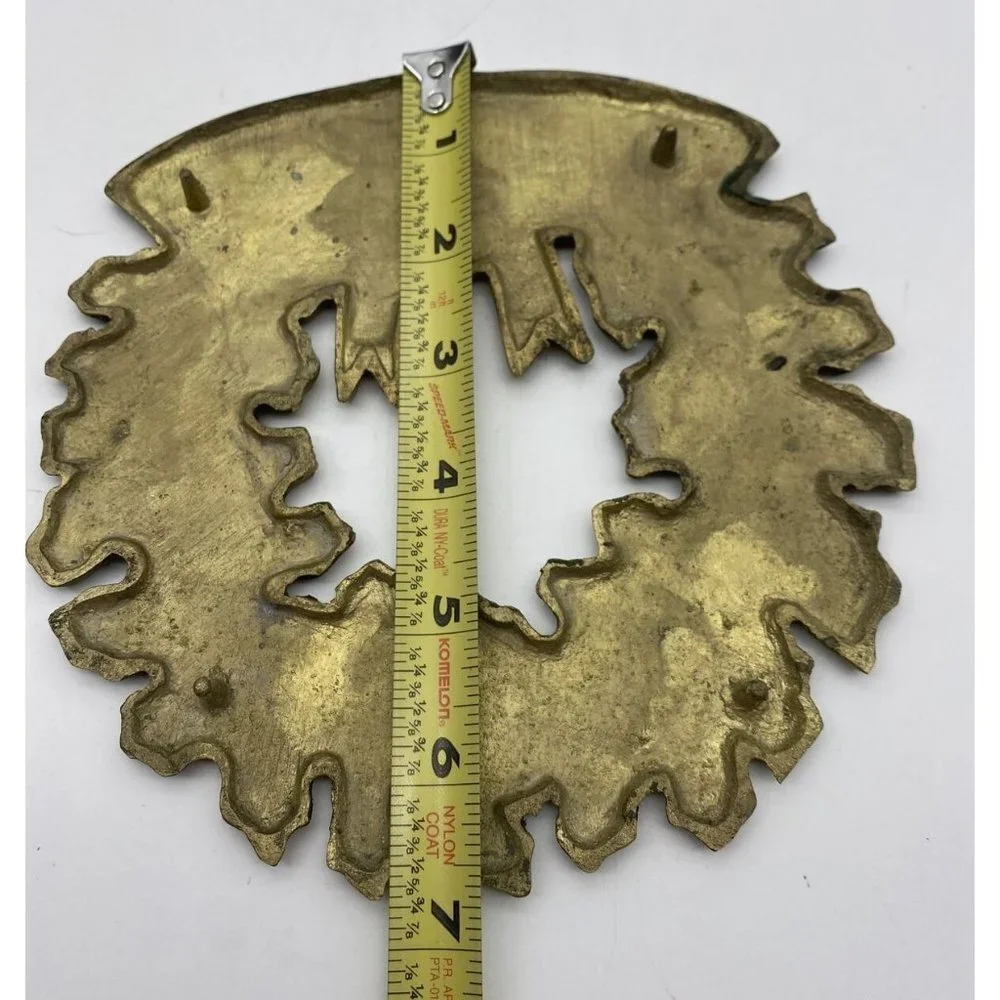 VTG 80s 90s Brass Christmas Wreath Trivet‎ Holly Bow 6.5